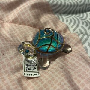 Glass multi blue turtle figurine